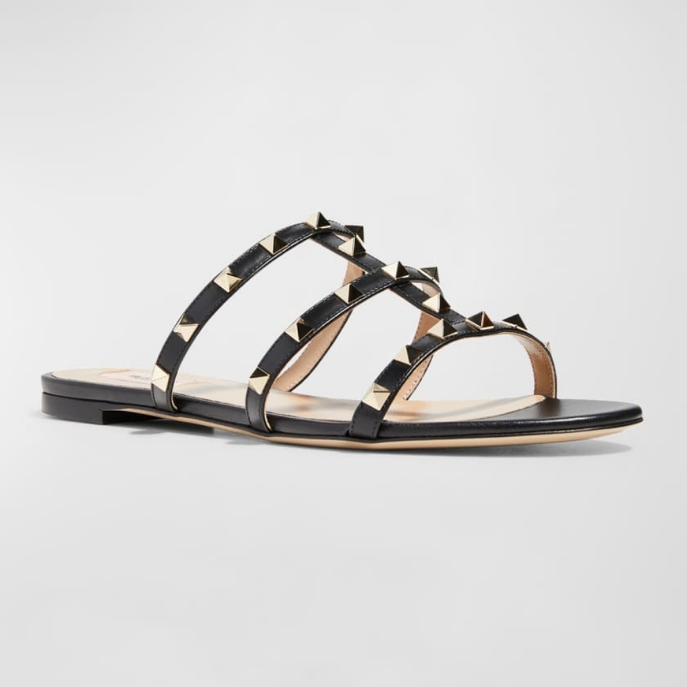 VALENTINO Rockstud Caged Flat Slide Sandals